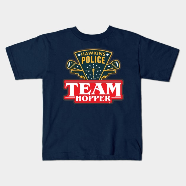 Stranger Teams: Hopper Kids T-Shirt by dhartist